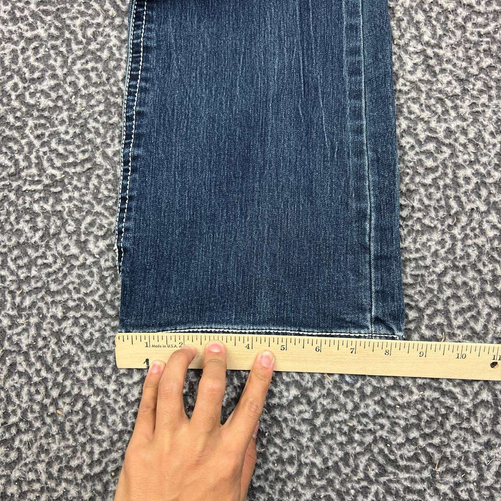 Soundgirl Flare Jeans Women 11 Blue Denim Lace Embroidered Flap Pocket 32x33 - Picture 7 of 9